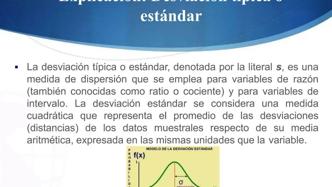 Gráfico de la distribución normal, mostrando el símbolo de desviación típica (sigma) y la media (mu).