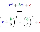 La fórmula para completar cuadrados muestra cómo transformar x² + bx + c en (x + b/2)² - (b/2)² + c.