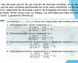 El teorema de Schwarz se ilustra con derivadas parciales de segundo orden de f(x,y), mostrando que el orden de derivación no altera el resultado.