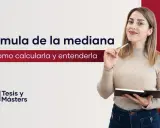 Mujer pensativa con bolígrafo y cuaderno, explicando cómo se calcula la mediana.