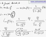 Cálculo de la derivada de f(x) = arcsen(x²/3). Se muestra el proceso paso a paso, aplicando la regla de la cadena para la derivada arcocoseno.