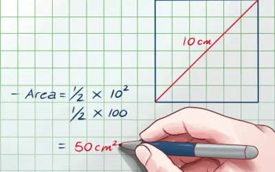 Cálculo del área del cuadrado: 1/2 x 10² = 50 cm².