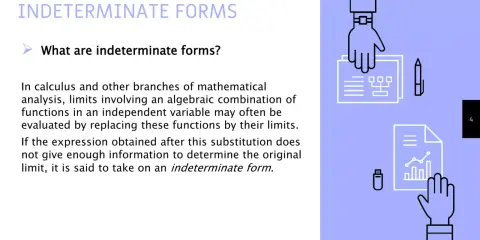 Formas indeterminadas en cálculo. Ilustración de manos analizando gráficos y diagramas, representando operaciones con infinito.
