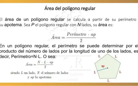 Ejercicios de áreas de polígonos regulares: fórmulas y diagramas explican cómo calcular el área usando perímetro y apotema.