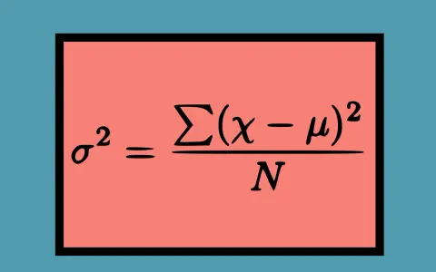 El símbolo de varianza σ² se calcula sumando las diferencias al cuadrado entre cada dato (x) y la media (μ), dividido por el número total de datos (N).