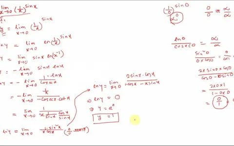 Cálculos matemáticos con límites indeterminados y fórmulas escritas a mano.