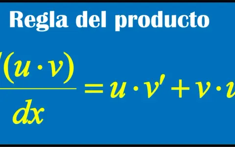 La regla del producto muestra la derivada de una multiplicación: d(uv)/dx = u·v' + v·u'.