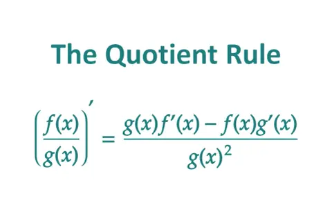 La regla del cociente muestra cómo calcular la derivada de una fracción: (f(x)/g(x))' = (g(x)f'(x) - f(x)g'(x)) / (g(x))².