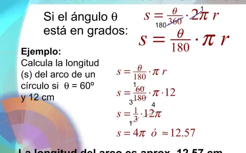 Calculando la longitud de un arco de circunferencia con ángulo en grados. Ejemplo: arco de 60° y radio 12 cm.