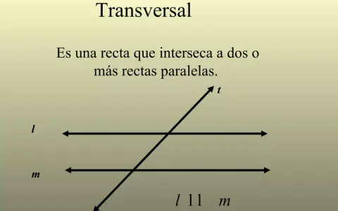 Una recta transversal 't' cruza dos rectas paralelas 'l' y 'm'.