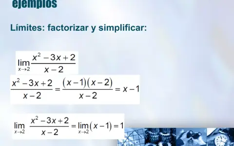 Ejemplos para calcular límites: se factoriza y simplifica la expresión x²-3x+2 / x-2.