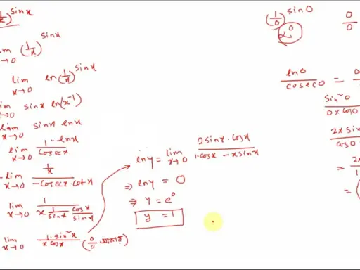 Cálculos matemáticos con límites indeterminados y fórmulas escritas a mano.