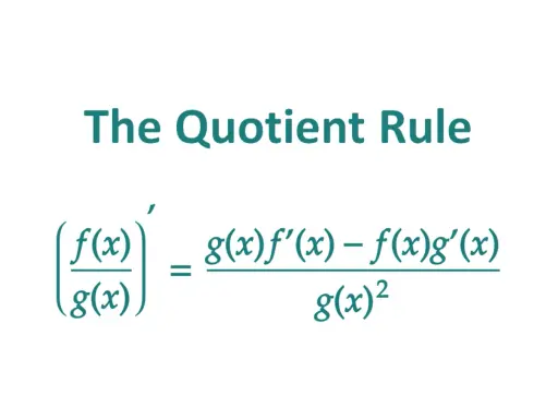 La regla del cociente muestra cómo calcular la derivada de una fracción: (f(x)/g(x))' = (g(x)f'(x) - f(x)g'(x)) / (g(x))².