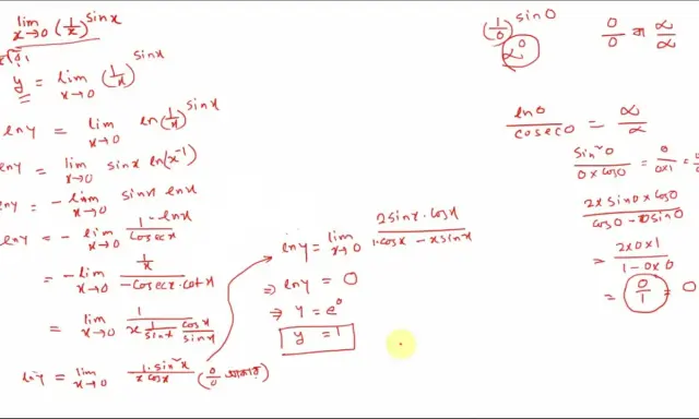 Cálculos matemáticos con límites indeterminados y fórmulas escritas a mano.