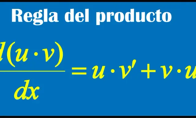 La regla del producto muestra la derivada de una multiplicación: d(uv)/dx = u·v' + v·u'.