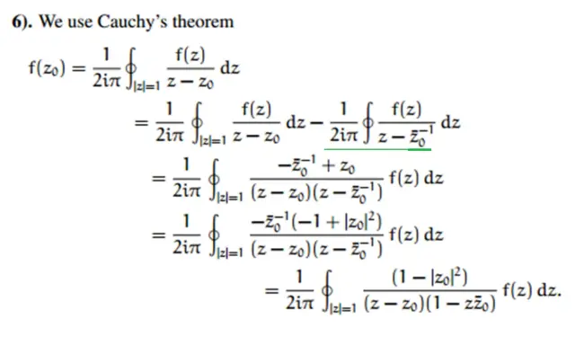 Demostración del teorema de Cauchy con integrales de contorno y manipulación algebraica.