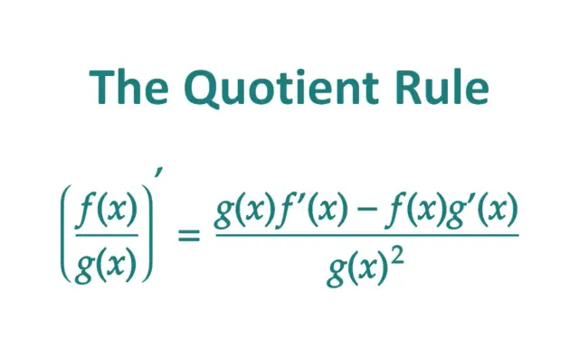 La regla del cociente muestra cómo calcular la derivada de una fracción: (f(x)/g(x))' = (g(x)f'(x) - f(x)g'(x)) / (g(x))².