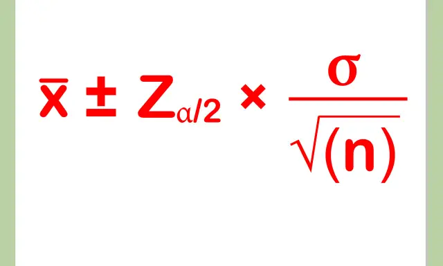Fórmula para calcular el intervalo de confianza para la media: $\bar{x} \pm Z_{\alpha/2} \times \frac{\sigma}{\sqrt{n}}$.