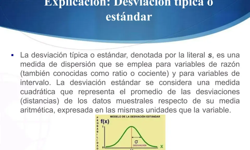 Gráfico de la distribución normal, mostrando el símbolo de desviación típica (sigma) y la media (mu).