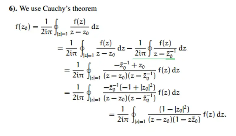 Demostración del teorema de Cauchy con integrales de contorno y manipulación algebraica.